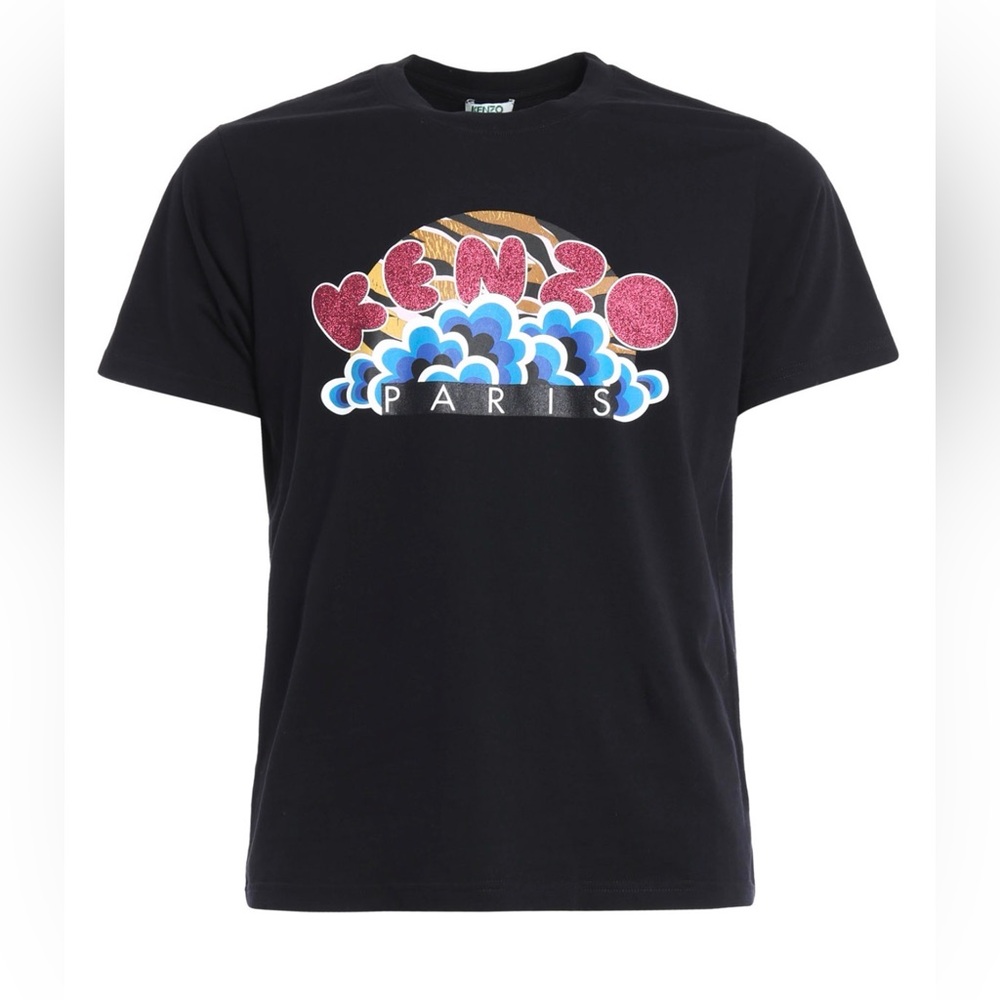 Kenzo Sun/Cloud Graphic Black Cotton T-shirt
